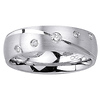 14K White Gold Brush Finish Designer Diamond Wedding Band 0.13ct (Size 6.5)