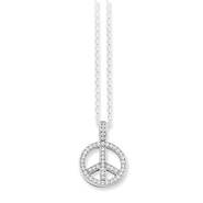 Elliot Skye Micro Pave Set Peace Sign Sterling Silver Charm Necklace