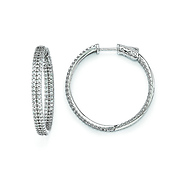 Elliot Skye Sterling Silver 2 Row Pave Set 30mm CZ Hoop Earrings