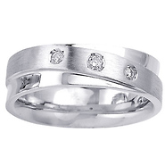 14K White Gold 7mm Three Stone 14K Designer Wedding Band 0.36ct (Size 10)