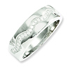 Elliot Skye Sterling Silver CZ Wave Pattern Polished Wedding Ring
