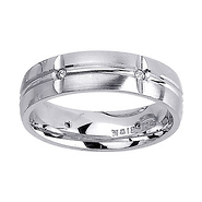 14K White Gold 6mm Designer Wedding Band 0.12ct (Size 9.5)