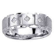 14K White Gold 8mm Diamond Designer Wedding Band 0.21ct (Size 10)
