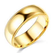 8mm Traditional Milgrain Yellow Gold Wedding Band (available in 10K, 14K & 18K)