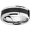 8mm Black Carbon Fiber Inlay Cobalt Free Tungsten Carbide Comfort-fit Wedding Band