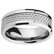 8mm White Carbon Fiber Inlay Cobalt Free Tungsten Carbide Comfort-fit Wedding Band