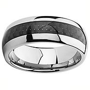 8mm Black Carbon Fiber Inlay Cobalt Free Tungsten Carbide Comfort-fit Wedding Band