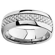 8mm White Carbon Fiber Inlay Cobalt Free Tungsten Carbide Comfort-fit Wedding Band