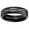 6mm Laser Strip Black Cobalt Free Tungsten Carbide Comfort-fit Wedding Band