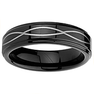 6mm Laser Strip Black Cobalt Free Tungsten Carbide Comfort-fit Wedding Band