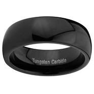 8mm Black Domed Cobalt Free Tungsten Carbide COMFORT-FIT Wedding Band
