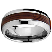 8mm Wood Inlay Cobalt Free Tungsten Carbide COMFORT-FIT Wedding Band