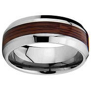 8mm Wood Inlay Cobalt Free Tungsten Carbide COMFORT-FIT Wedding Band