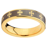 6mm Celtic Design Cross Cobalt Free Tungsten Carbide Gold Plated COMFORT-FIT Wedding Band