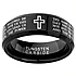 8mm Beveled Edge Black Lord's Prayer Cobalt Free Tungsten Carbide Comfort Fit Wedding Band