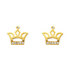 14K Yellow Gold Plated Crown CZ Stud Earrings with Screw-Back Backing
