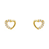 14K Yellow Gold Plated Open Heart CZ Stud Earrings with Screw-back