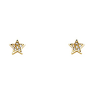 14K Yellow Gold Plated Star CZ Stud Earrings with Screw-back