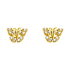 14K Yellow Gold Plated Butterfly CZ Stud Earrings with Screw-back