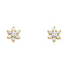 14K Yellow Gold Plated Flower CZ Stud Earrings with Screw-back