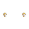 14K Yellow Gold Plated Flower CZ Stud Earrings with Screw-back