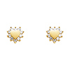 14K Yellow Gold Plated Heart CZ Stud Earrings with Screw-back