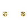 14K Yellow Gold Plated Moon & Star CZ Stud Earrings with Screw-back