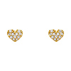 14K Yellow Gold Plated Heart CZ Stud Earrings with Screw-back