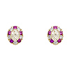 14K Yellow Gold Plated Red Our Lady Guadalupe CZ Stud Earrings with Screw-back