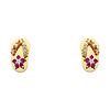 14K Yellow Gold Plated Red Sandal CZ Stud Earrings with Screw-back