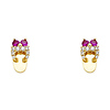 14K Yellow Gold Plated Red Sandal CZ Stud Earrings with Screw-back