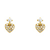 14K Yellow Gold Plated Heart CZ Stud Earrings with Screw-back