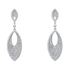 .925 Sterling Silver CZ Micro Pave Double Teardrop Shimmering Dangle Earrings with Push-back