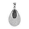 .925 Sterling Silver CZ Micro Pave Contrast Double Teardrop Shimmering Charm Pendant