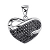 CZ Micro Pave Heart Wave Shimmering Sterling Silver Heart Pendant