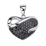CZ Micro Pave Heart Wave Shimmering Sterling Silver Heart Pendant