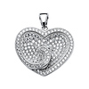 CZ Micro Pave Sterling Silver Heart Swirl Shimmering Charm Pendant
