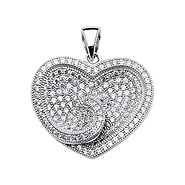 CZ Micro Pave Sterling Silver Heart Swirl Shimmering Charm Pendant