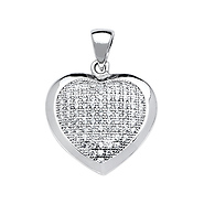 CZ Micro Pave Shimmering Sterling Silver Heart Dangling Pendant