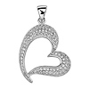 CZ Micro Pave Floating Sterling Silver Heart Charm Pendant