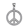 .925 Sterling Silver CZ Micro Pave Peace Sign Shimmering Charm Pendant