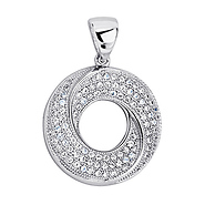 Swirling Circle Shimmering CZ Sterling Silver Pendant