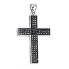 Shimmering Black CZ Modern Sterling Silver Cross Pendant