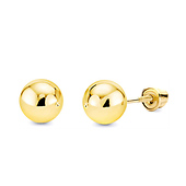 6mm High Polish 14K Yellow Gold Ball Stud Earrings