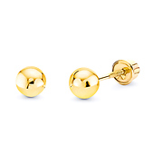4mm High Polish 14K Yellow Gold Ball Stud Earrings