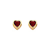 14K Yellow Gold 5mm Heart Bezel Set January CZ Birthstone Stud Earrings (Garnet, Deep Red)
