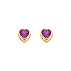 14K Yellow Gold 5mm Heart Bezel Set February CZ Birthstone Stud Earrings (Amethyst, Purple)