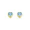 14K Yellow Gold 5mm Heart Bezel Set March CZ Birthstone Stud Earrings (Aquamarine, Light Blue)