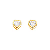 14K Yellow Gold 5mm Heart Bezel Set April CZ Birthstone Stud Earrings (White Topaz)