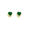 14K Yellow Gold 5mm Heart Bezel Set May CZ Birthstone Stud Earrings (Emerald, Green)